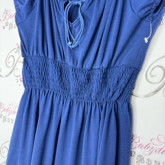 Pretty good dress milkmaid ruffle frilly bottom puff sleeves navy blue cute y2k - Picture 9 of 12